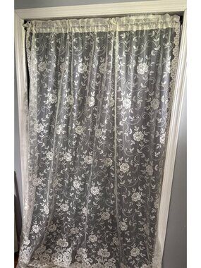 JCPenney Lace Floral Curtain Panel 54"W x 84"L Cream Polyester